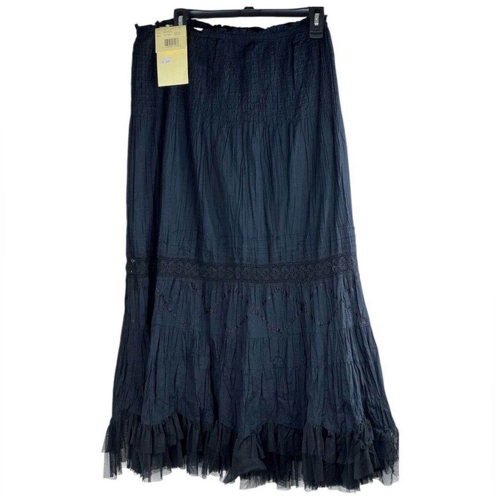 Ann Harvey Maxi Broomstick Boho Beach Skirt Black Size 14 Tulle Hem New with Tag